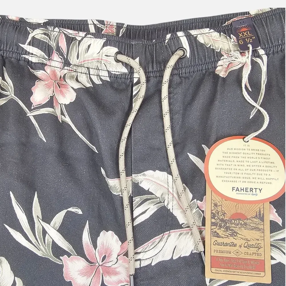 NWT Faherty Shorts Mens XXL Gray Essential Drawstring Lightweight Tropical
